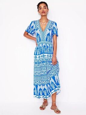 Boden Ellie Flutter Sleeves Maxi Tea Dress-NWT Sz 2P